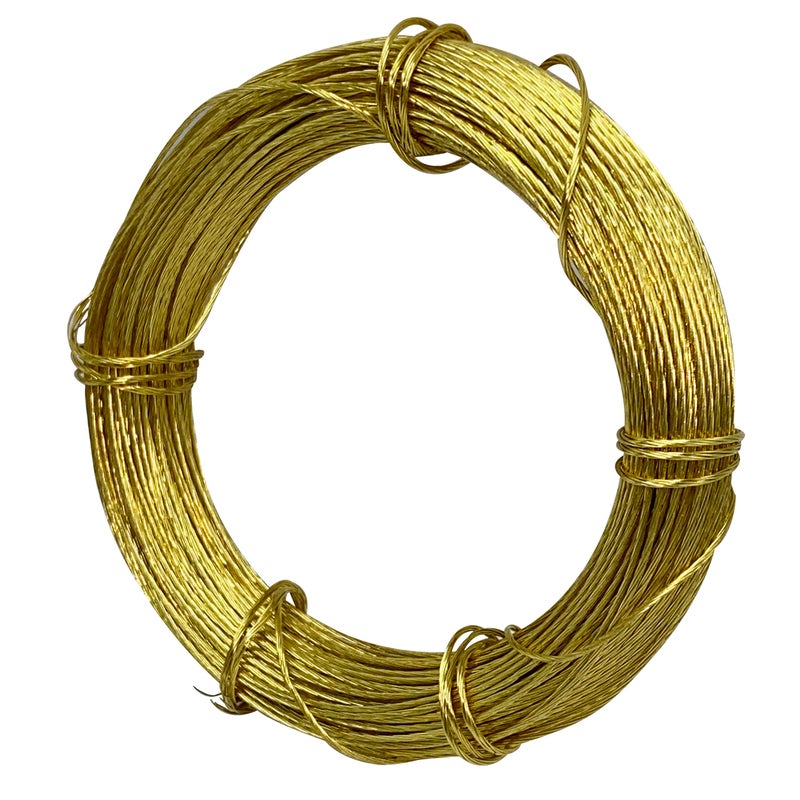ECKJ Picture Hanging Brass Wire Bare Copper Wire 100-feet 7 Strands of Solid Copper Wire Braided Gold 30.5m - Image 1